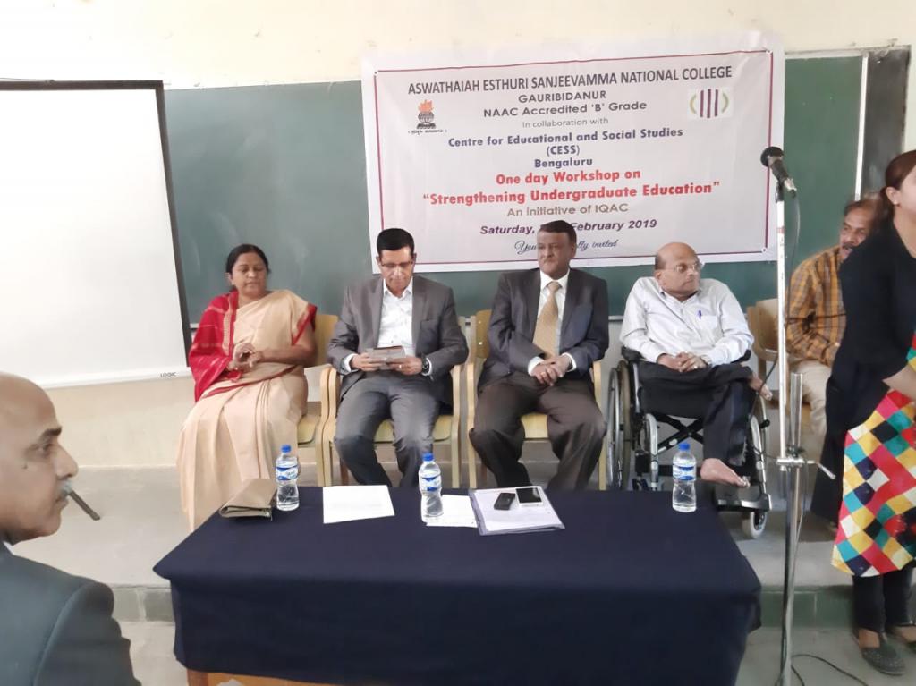 Workshop on Strengthening Undergraduate Education held at AES National Degree College, Gauribidanur